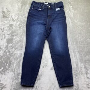 Good American Good Legs Crop Mid Rise Skinny Jeans Dark Wash Size 14/18 Fits 32"